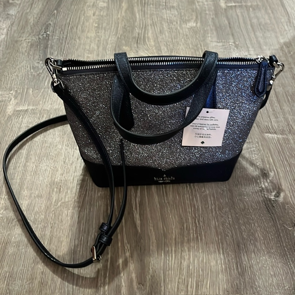NWT Kate Spade ♠️ Dusk Navy Lola Glitter Satchel